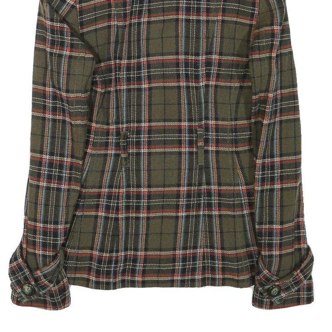 BENETTON Womens Green & Red Check Button Jacket XS Polyester Blend Classic Fit