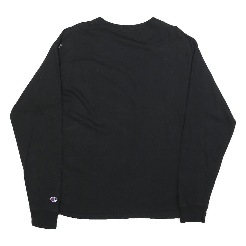 CHAMPION Mens Black Long Sleeve T-Shirt Crew Neck Cotton Blend L