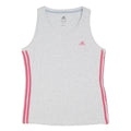 ADIDAS Womens Grey & Pink Athletic Vest UK 18 Sleeveless V-Neck Sportswear
