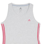 ADIDAS Womens Grey & Pink Athletic Vest UK 18 Sleeveless V-Neck Sportswear