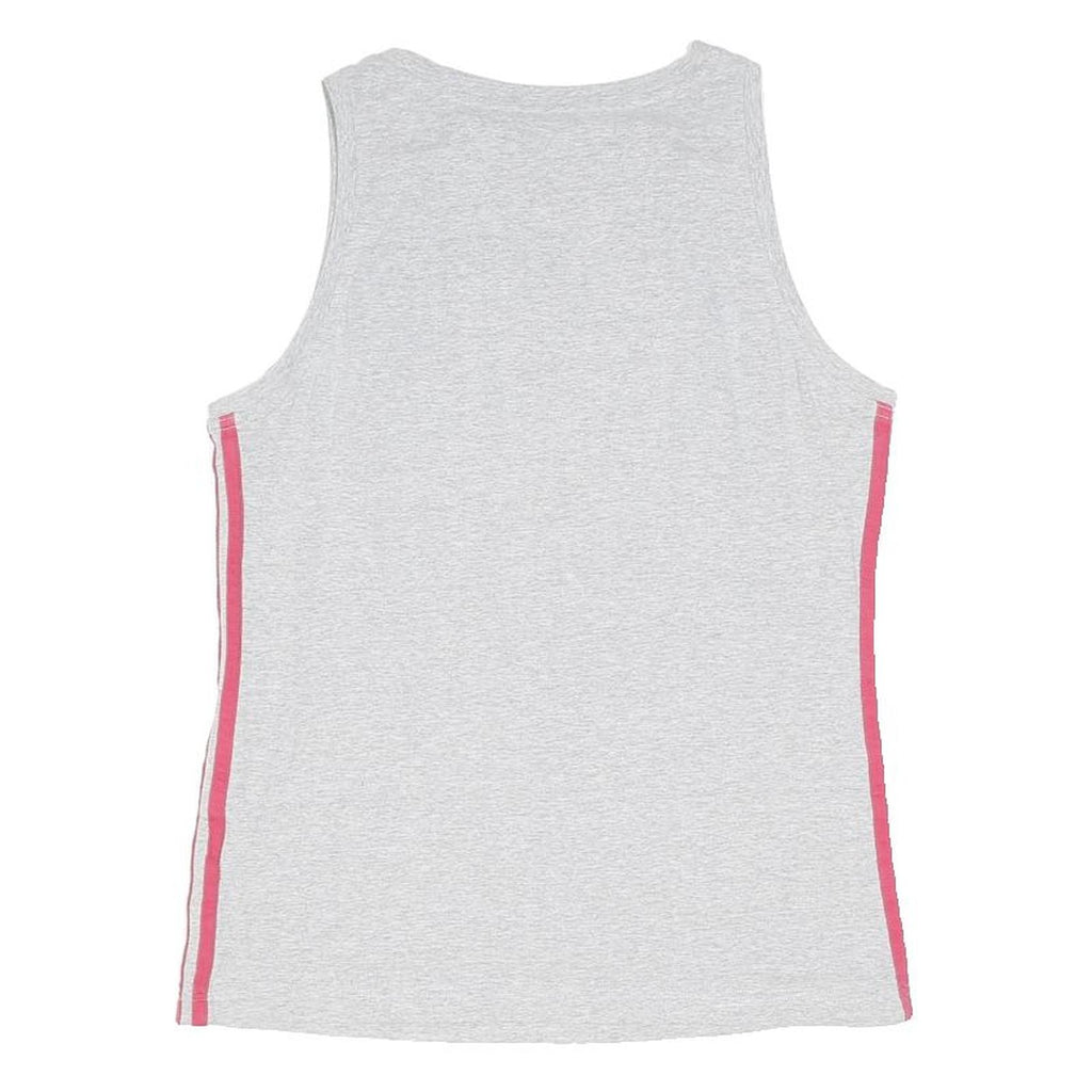 ADIDAS Womens Grey & Pink Athletic Vest UK 18 Sleeveless V-Neck Sportswear