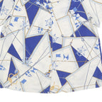 LAUREN RALPH LAUREN Womens White & Blue Printed Silk Short Sleeve Shirt XL