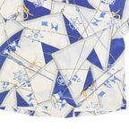 LAUREN RALPH LAUREN Womens White & Blue Printed Silk Short Sleeve Shirt XL