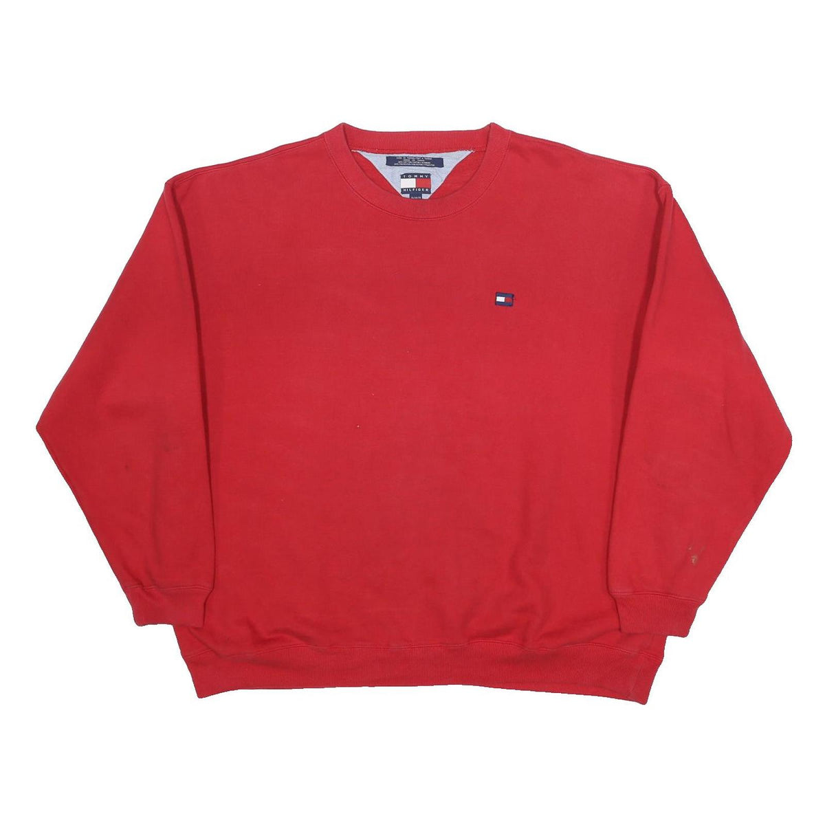 TOMMY HILFIGER Mens Red Crew Neck XL Cotton Blend Sweatshirt Casual Wear