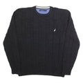 NAUTICA Mens Jumper Black Cable Knit L