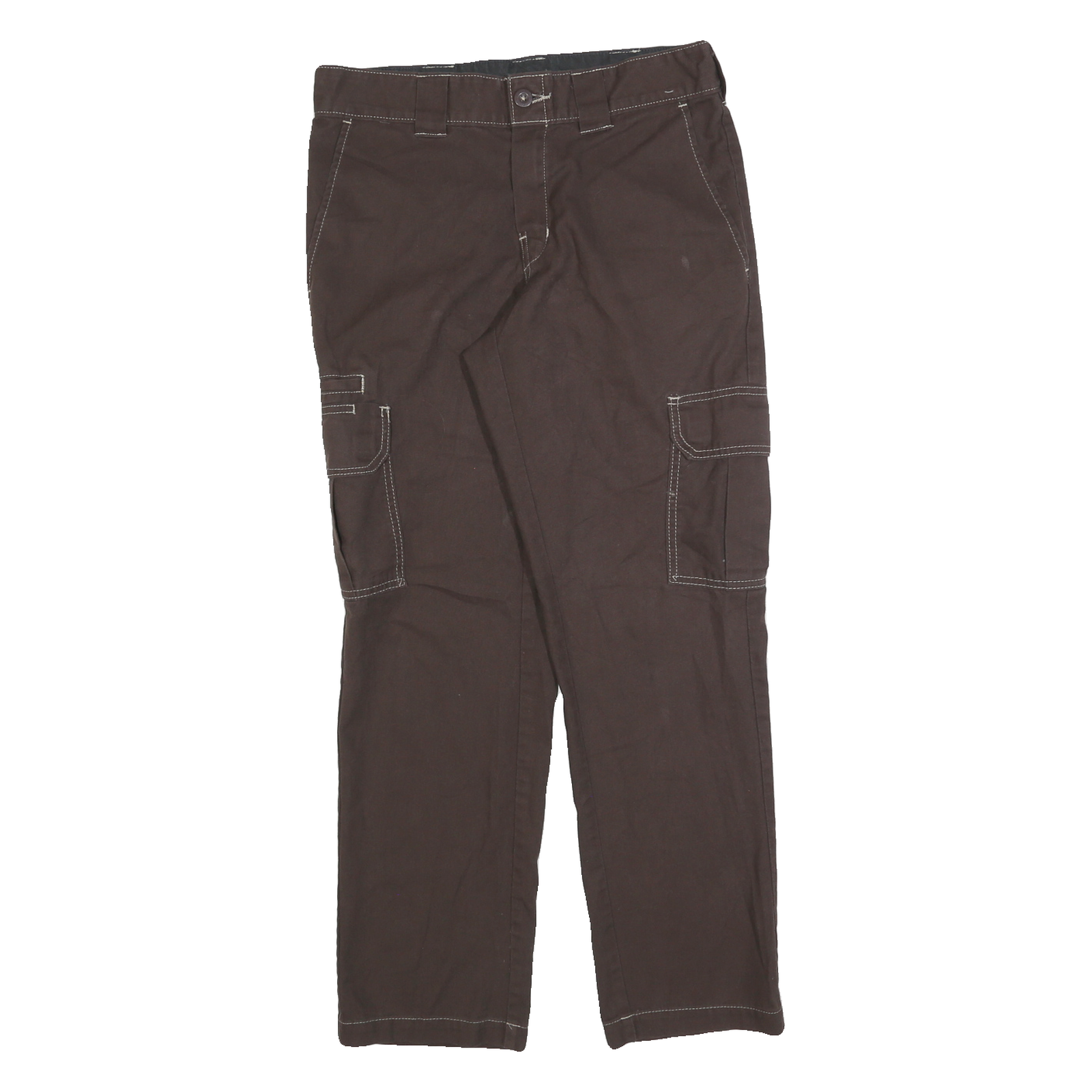 DICKIES Womens Cotton Blend Brown Slim Straight Trousers W30 L30 Workwear