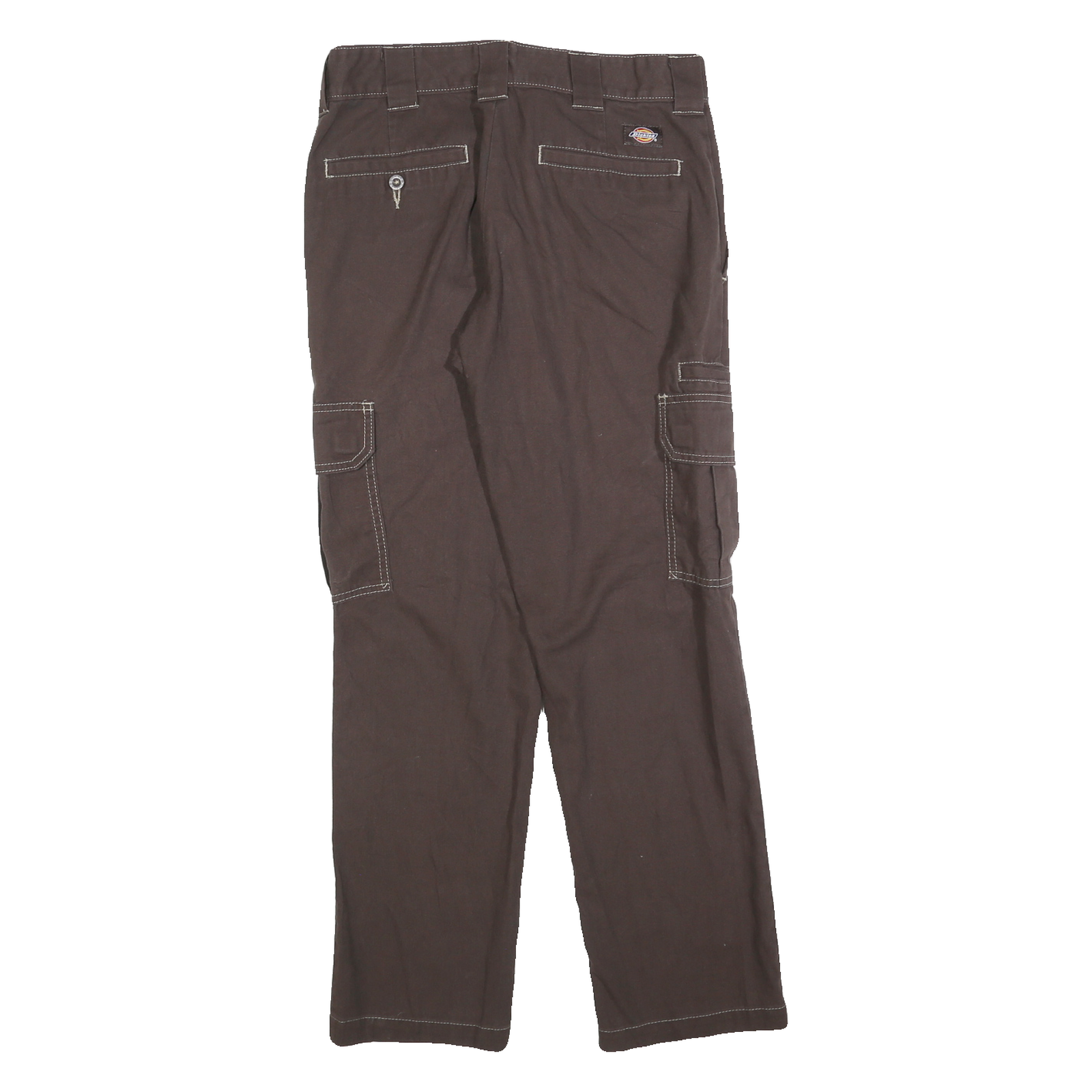 DICKIES Womens Cotton Blend Brown Slim Straight Trousers W30 L30 Workwear