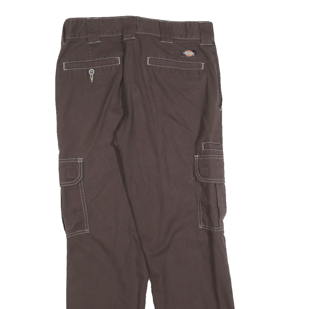 DICKIES Womens Cotton Blend Brown Slim Straight Trousers W30 L30 Workwear