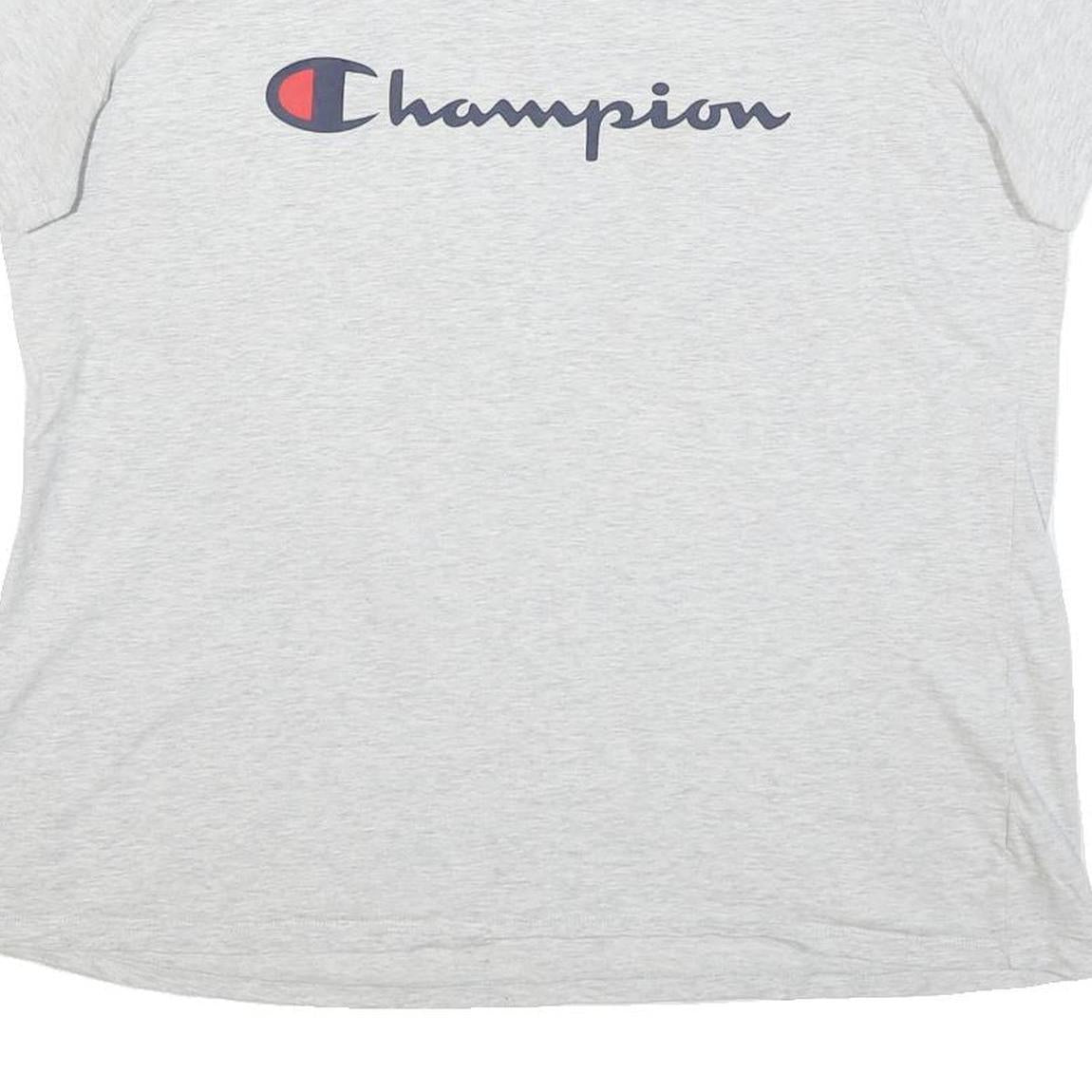 CHAMPION Womens Light Grey Graphic T-Shirt XL Short Sleeve Crew Neck Casual