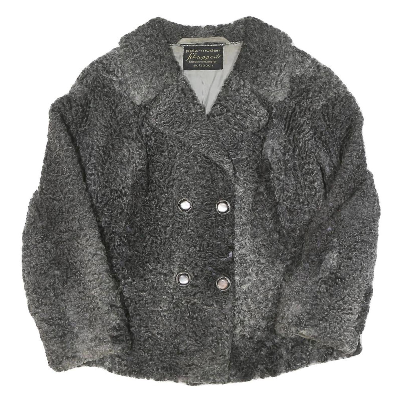 PELZ-MODEN SCHAPPERT Womens Grey Cotton Blend Button Jacket S Woven Textured