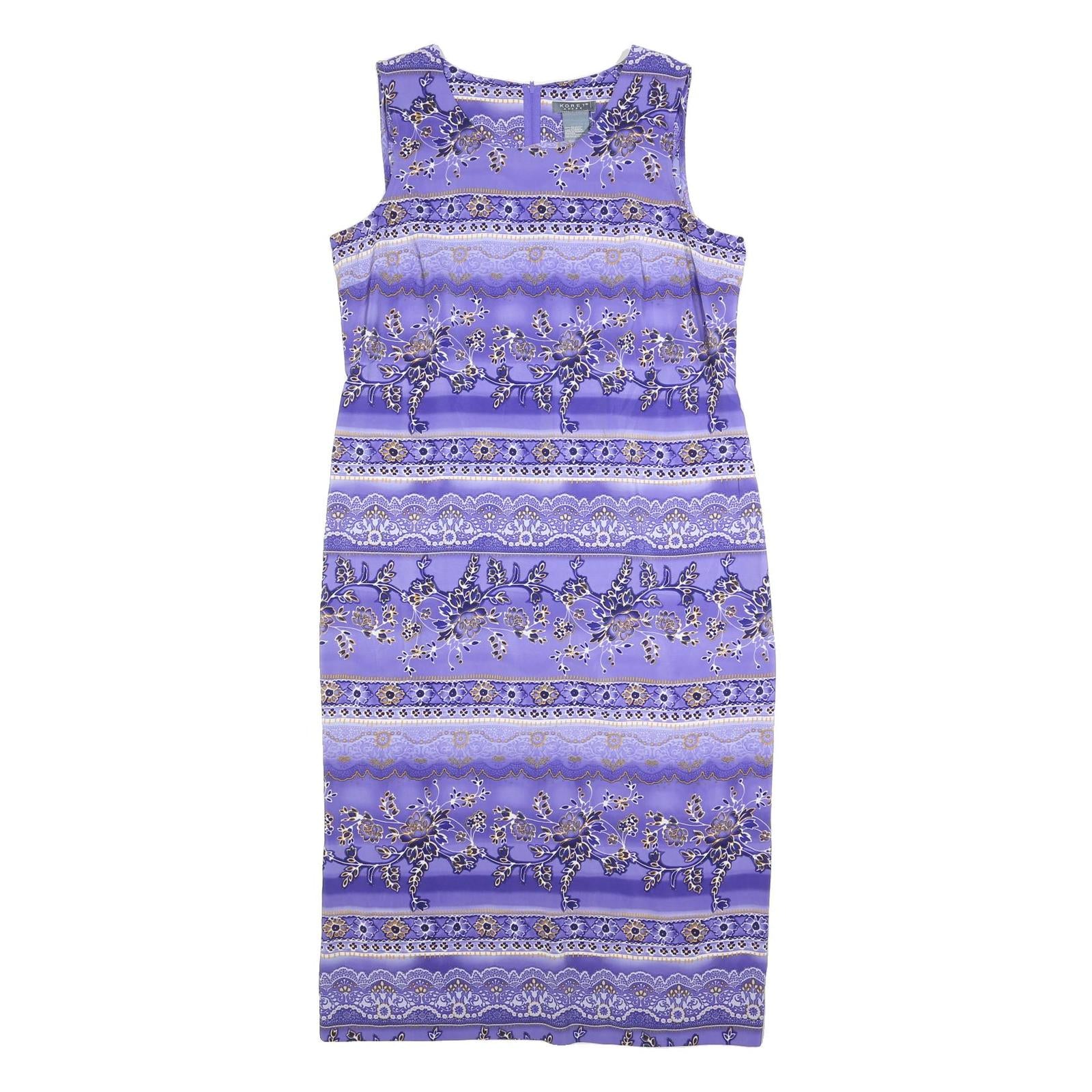 KORET Womens Purple Sleeveless Midi Dress Polyester Floral Pattern XL Elegant