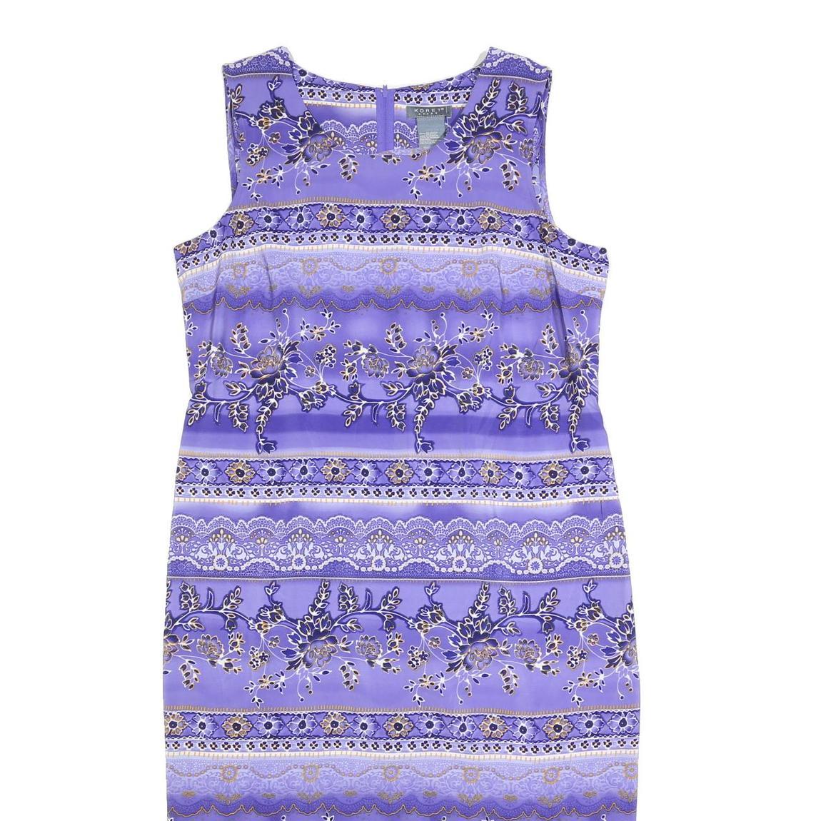 KORET Womens Purple Sleeveless Midi Dress Polyester Floral Pattern XL Elegant