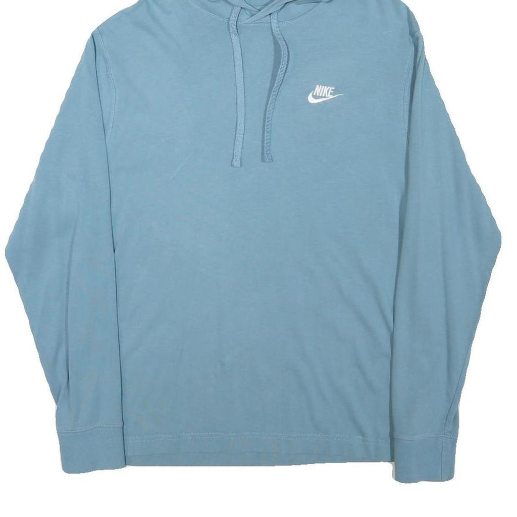 NIKE Mens Blue Cotton Blend Pullover Hoodie S Casual Lightweight Sportswear