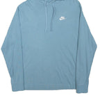 NIKE Mens Blue Cotton Blend Pullover Hoodie S Casual Lightweight Sportswear