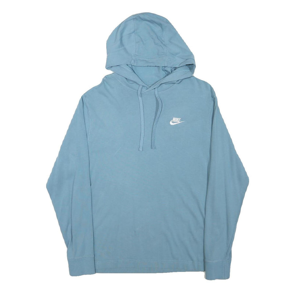 NIKE Mens Blue Cotton Blend Pullover Hoodie S Casual Lightweight Sportswear
