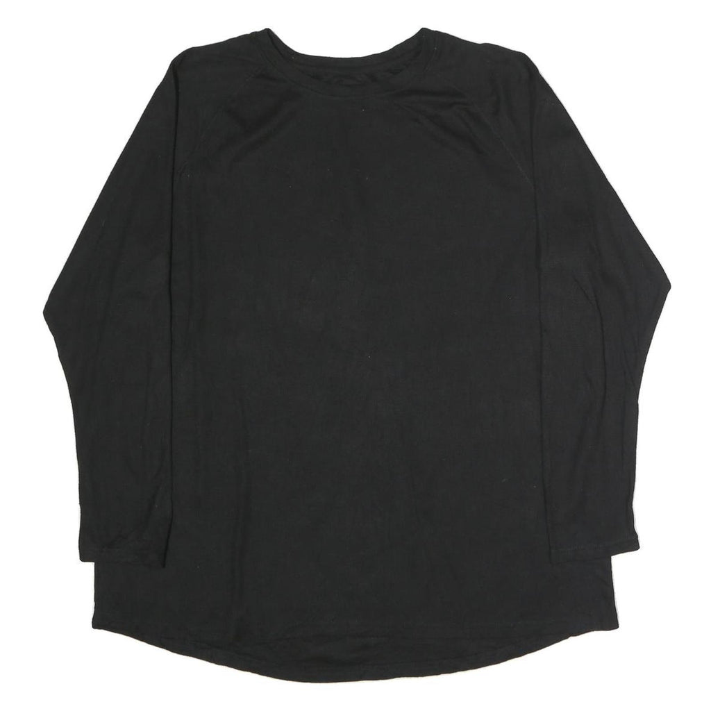 DICKIES Mens Black Long Sleeve T-Shirt Crew Neck Cotton L Plain Classic