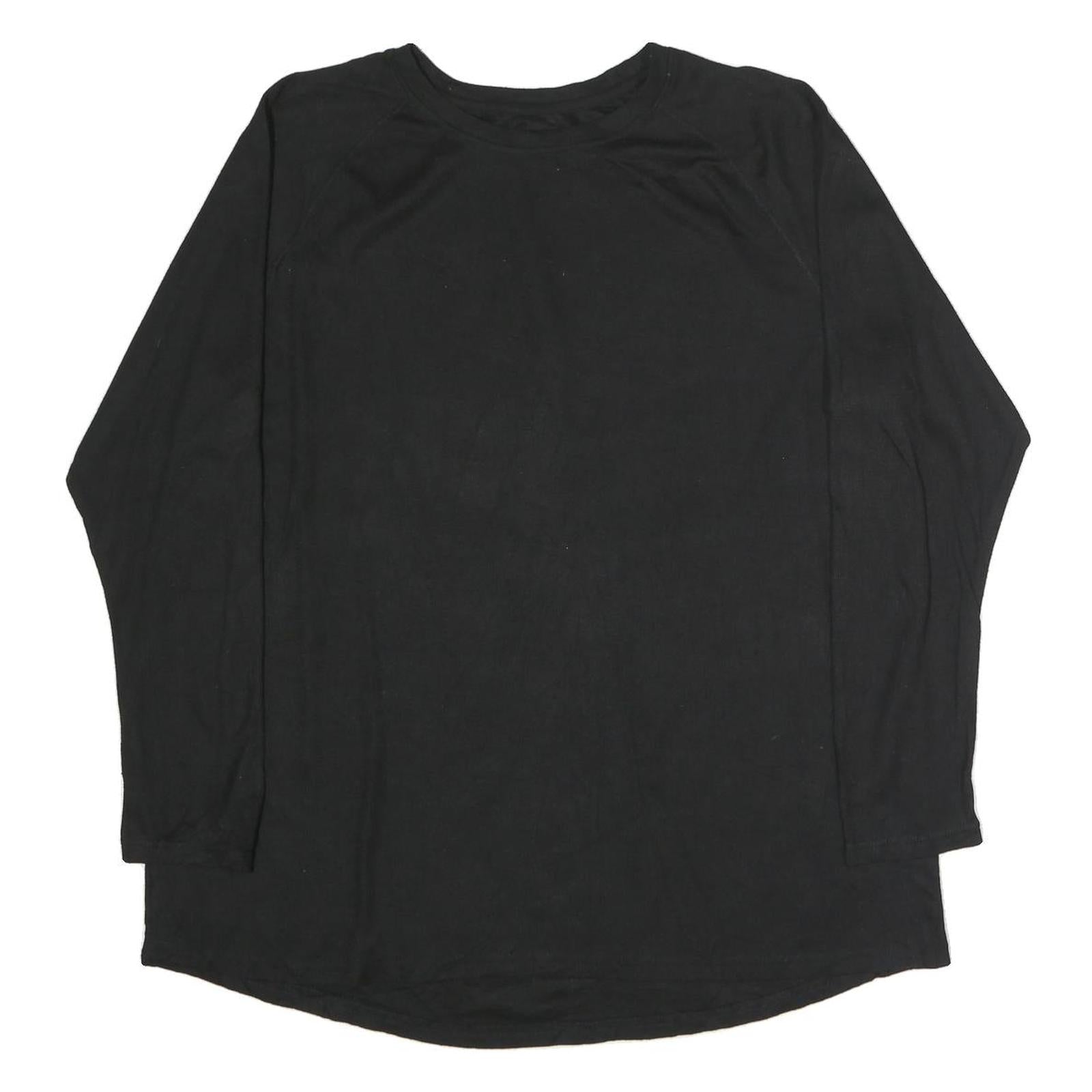 DICKIES Mens Black Long Sleeve T-Shirt Crew Neck Cotton L Plain Classic