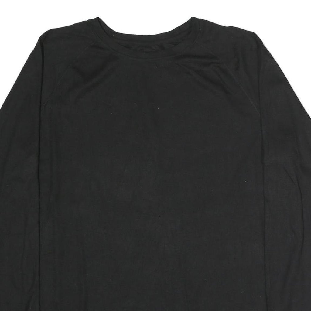 DICKIES Mens Black Long Sleeve T-Shirt Crew Neck Cotton L Plain Classic