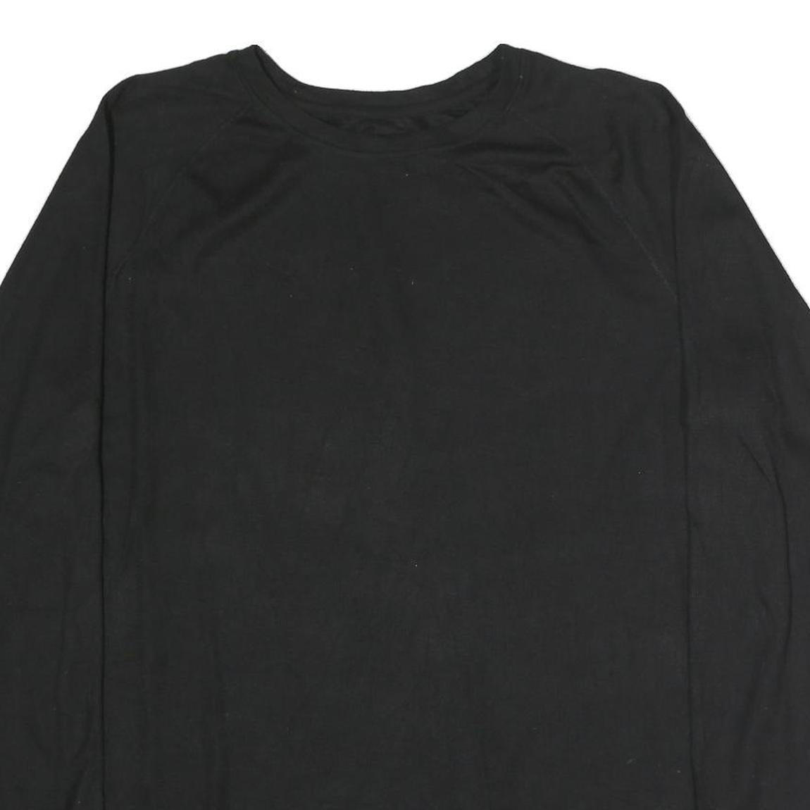 DICKIES Mens Black Long Sleeve T-Shirt Crew Neck Cotton L Plain Classic