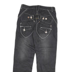 Womens Black Relaxed Straight Cotton Blend Jeans W30 L28 Contrast Stitch Zip