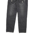 Womens Black Relaxed Straight Cotton Blend Jeans W30 L28 Contrast Stitch Zip