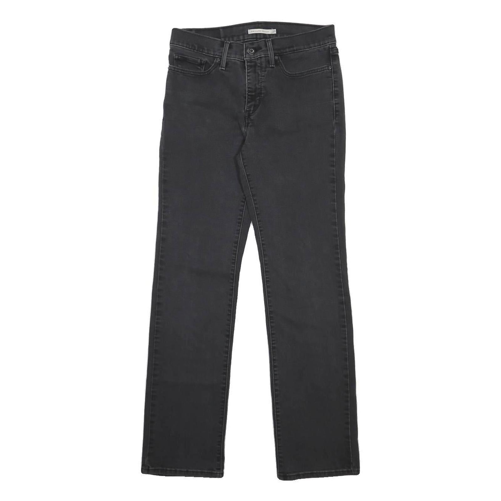 LEVI'S 314 Womens Slim Jeans Black Denim W29 L32 Classic Cotton Blend Zip