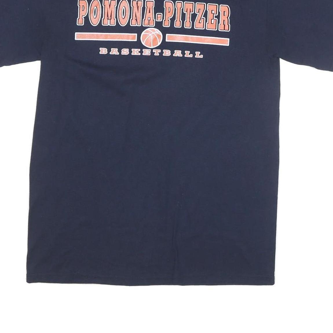 GILDAN Mens Navy Blue Pomona-Pitzer Basketball Graphic T-Shirt M Short Sleeve