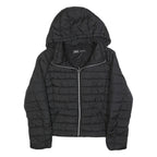 ZARA Womens Black Quilted Jacket XL Polyester Blend Hooded Zip Casual Outerwear