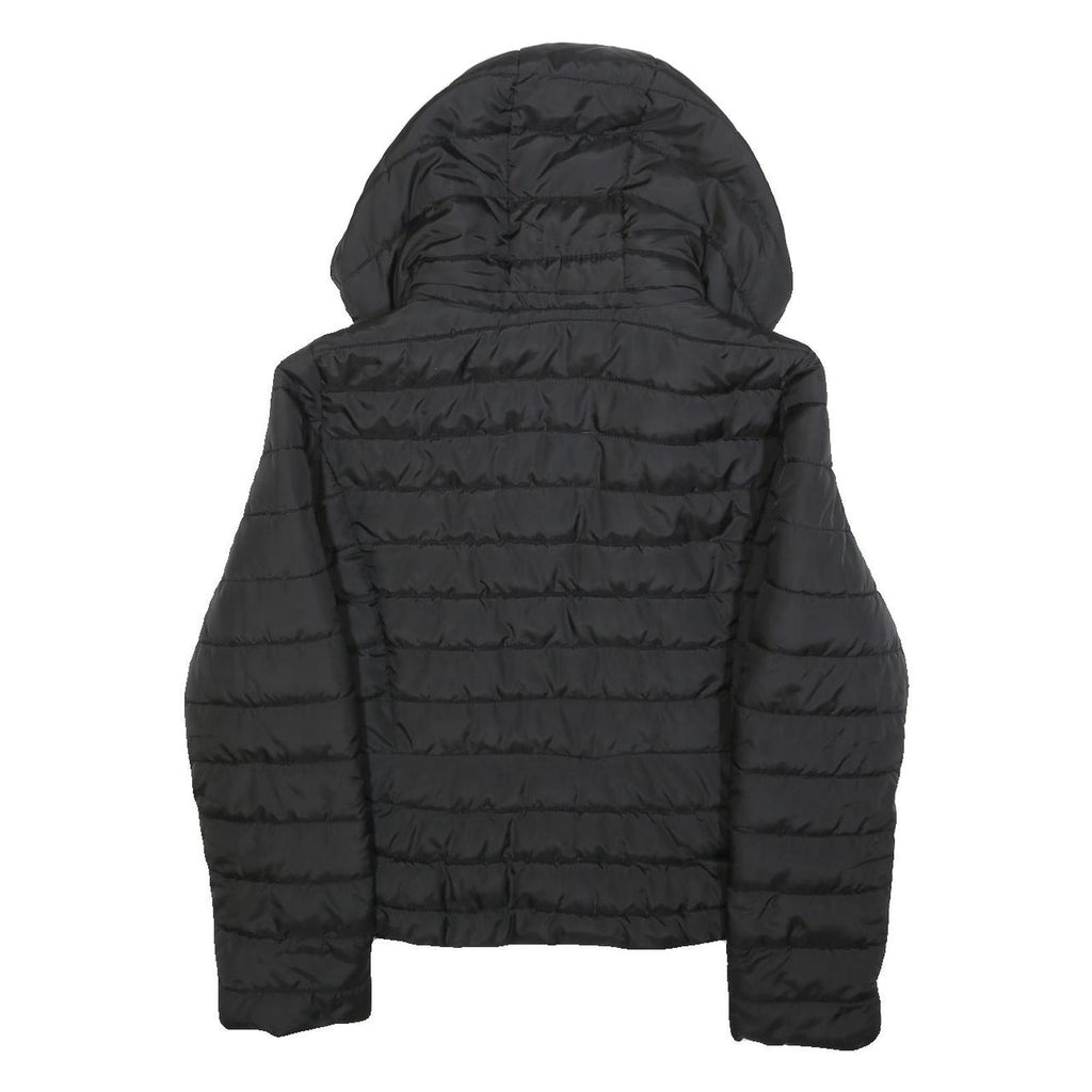 ZARA Womens Black Quilted Jacket XL Polyester Blend Hooded Zip Casual Outerwear