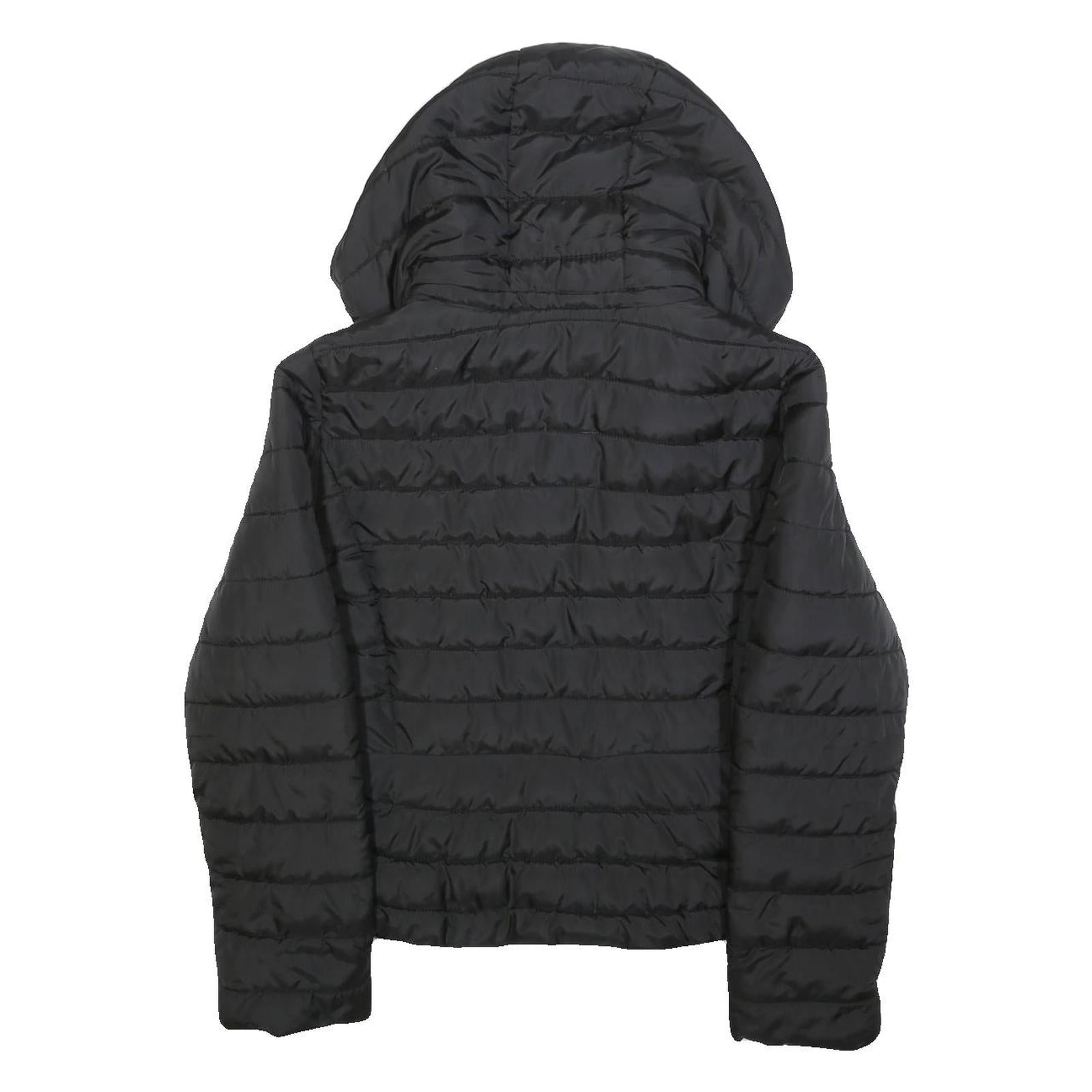 ZARA Womens Black Quilted Jacket XL Polyester Blend Hooded Zip Casual Outerwear