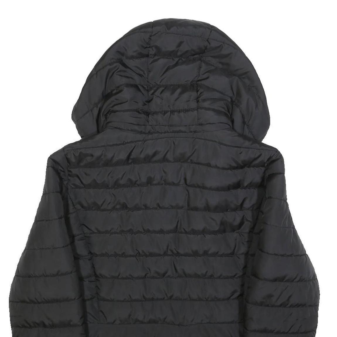 ZARA Womens Black Quilted Jacket XL Polyester Blend Hooded Zip Casual Outerwear