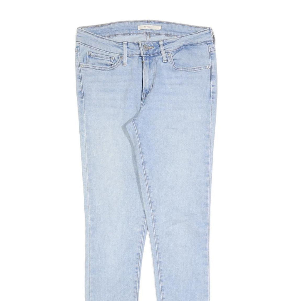 LEVI'S 711 Womens Slim Light Blue Denim Jeans W27 L30 Stretch Cotton Blend Zip