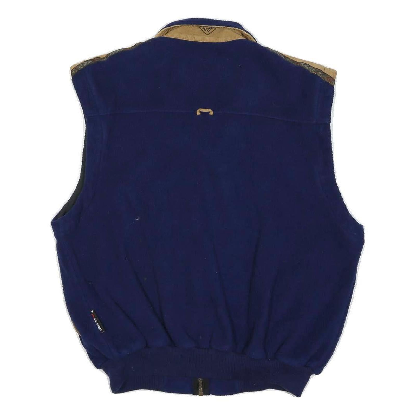 SUNCRUZ Mens Navy Blue & Beige Zip Jacket L Polyester Blend Casual Outerwear