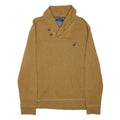 NAUTICA Mens Brown Shawl Collar Plain Crew Neck Basic Knit L Cotton Blend Jumper
