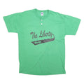RUSSELL ATHLETIC Mens Green Graphic T-Shirt M Short Sleeve Crew Neck Button