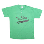 RUSSELL ATHLETIC Mens Green Graphic T-Shirt M Short Sleeve Crew Neck Button