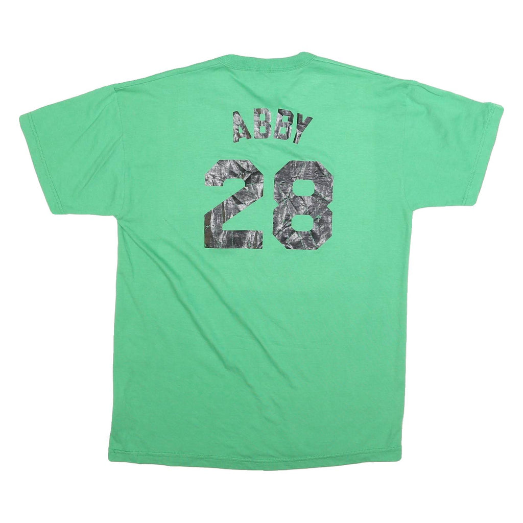 RUSSELL ATHLETIC Mens Green Graphic T-Shirt M Short Sleeve Crew Neck Button