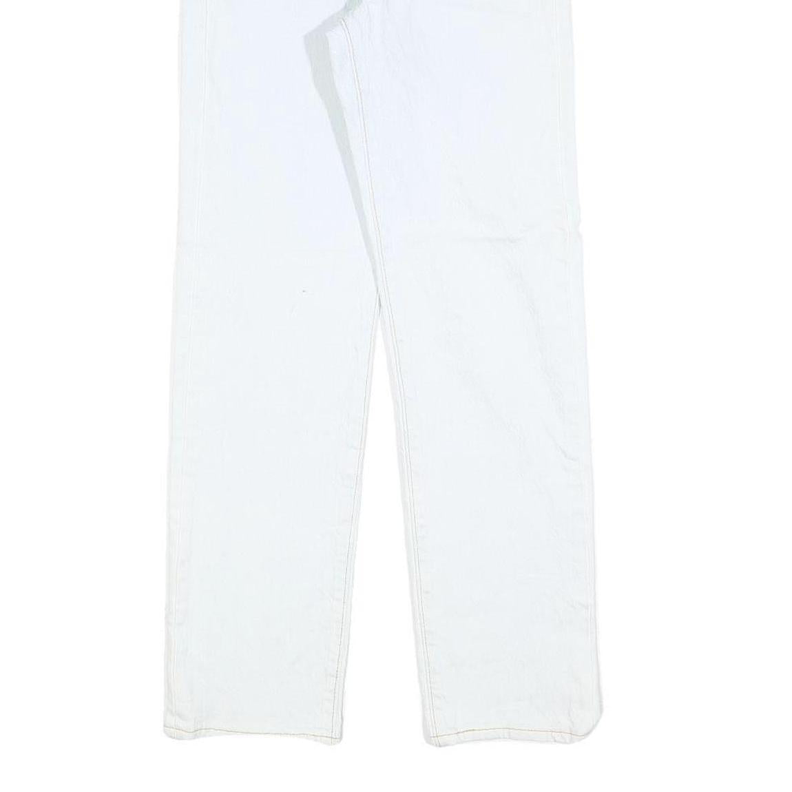 LEVI'S Womens White Regular Fit Straight Leg Denim Jeans W23 L28 Button Closure