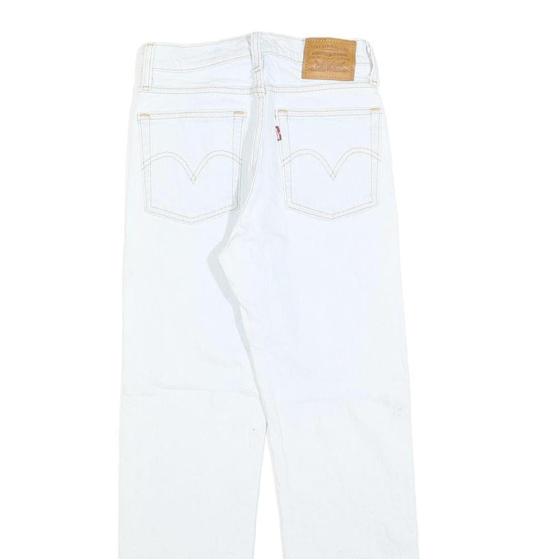 LEVI'S Womens White Regular Fit Straight Leg Denim Jeans W23 L28 Button Closure