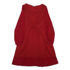 MOSCHINO Womens Red Woven Long Sleeve Day Dress Size M Stretch Waistband