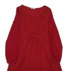 MOSCHINO Womens Red Woven Long Sleeve Day Dress Size M Stretch Waistband