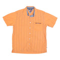 TOMMY JEANS Mens Orange Striped Shirt M Cotton Blend Casual Summer