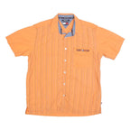 TOMMY JEANS Mens Orange Striped Shirt M Cotton Blend Casual Summer