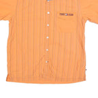 TOMMY JEANS Mens Orange Striped Shirt M Cotton Blend Casual Summer
