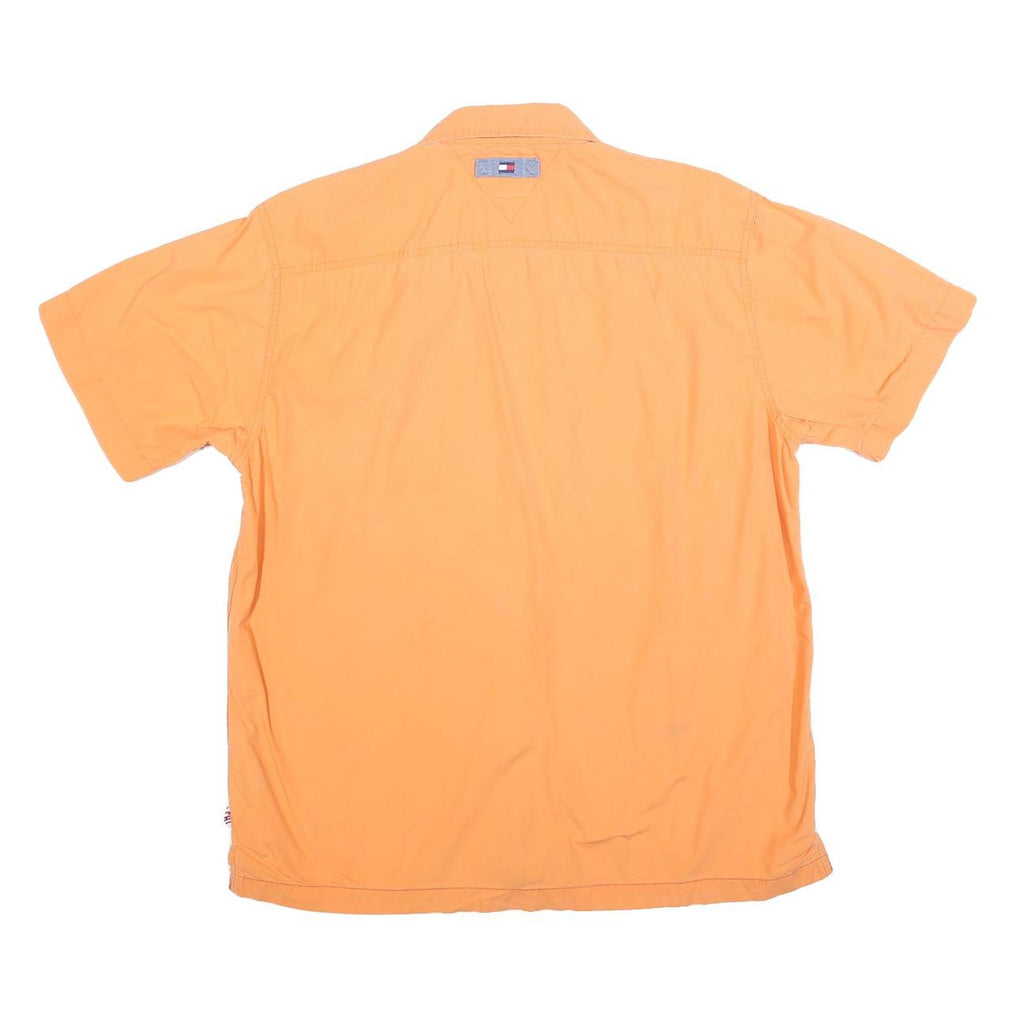 TOMMY JEANS Mens Orange Striped Shirt M Cotton Blend Casual Summer