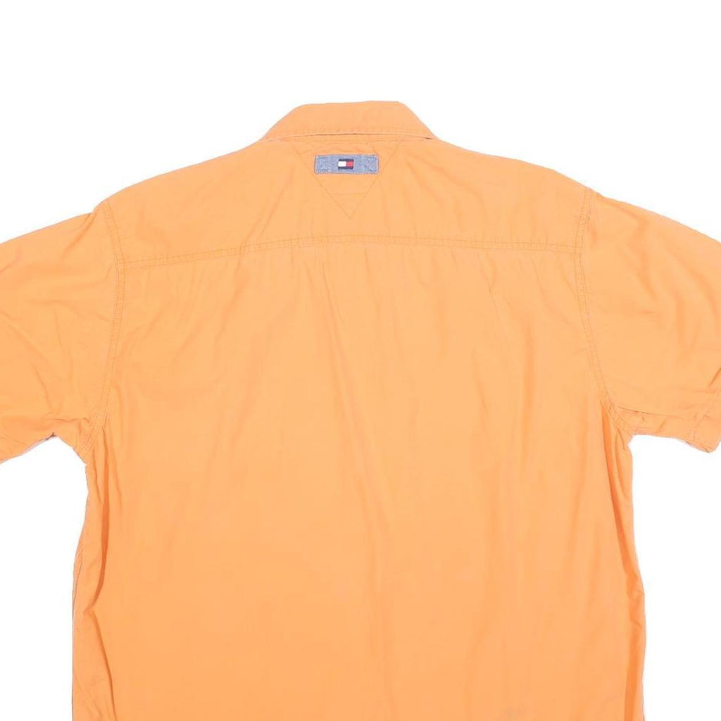 TOMMY JEANS Mens Orange Striped Shirt M Cotton Blend Casual Summer