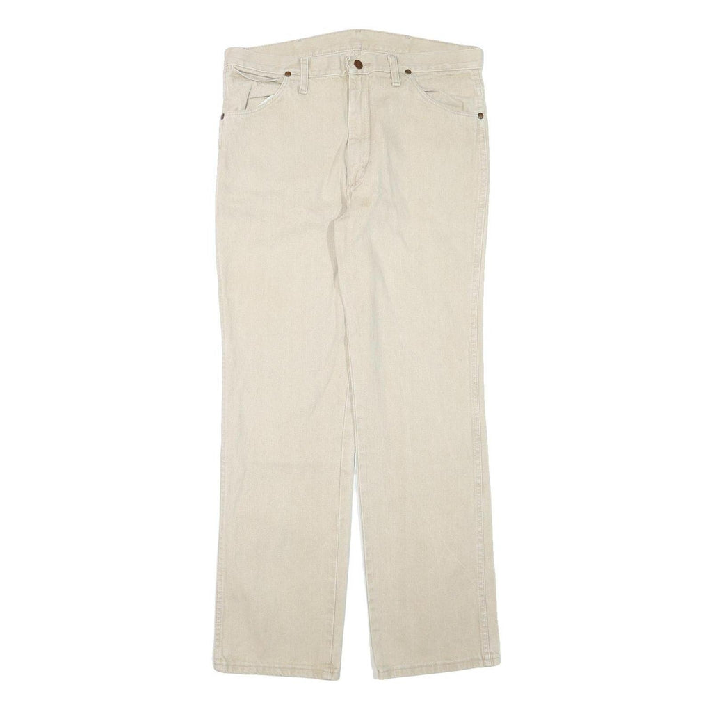 WRANGLER Mens Beige Regular Straight Denim Light W34 L31 Cotton Blend Zip Jeans