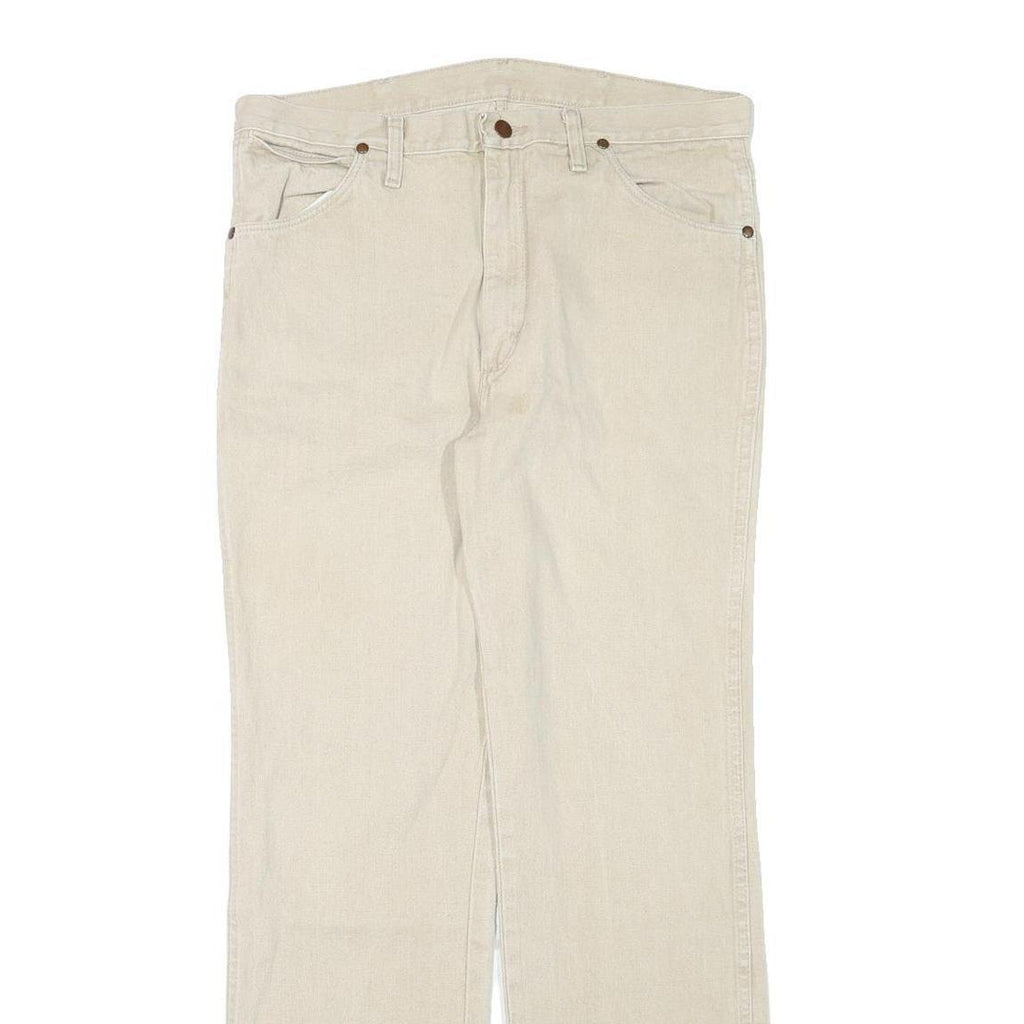 WRANGLER Mens Beige Regular Straight Denim Light W34 L31 Cotton Blend Zip Jeans