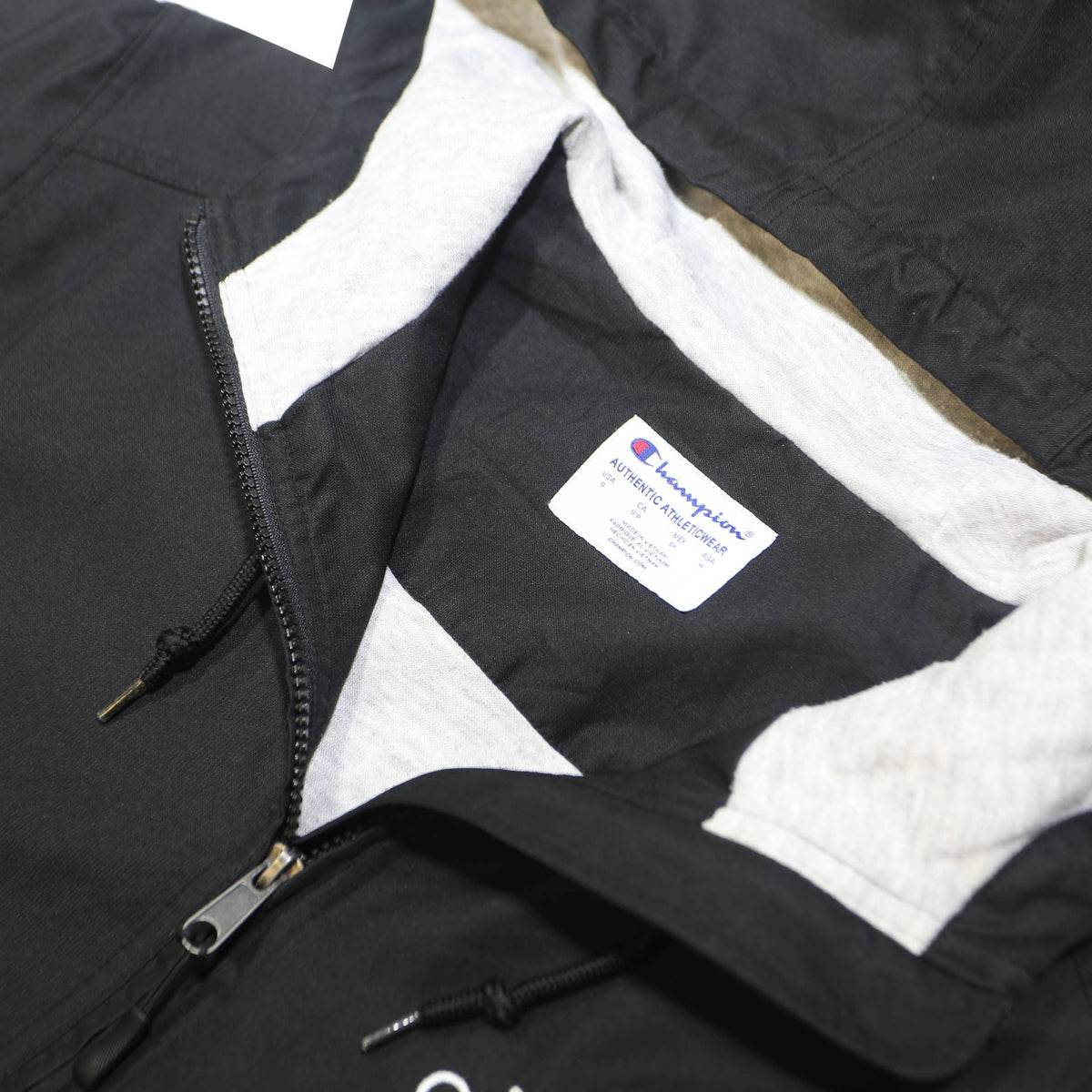 CHAMPION Mens Black Cotton Blend Hooded Zip Jacket S Sports Casual Lightweight