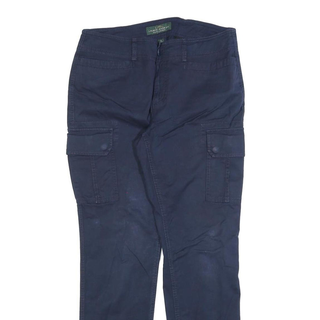 LAUREN RALPH LAUREN Womens Cotton Blend Navy Slim Cargo Trousers W32 L30 Casual